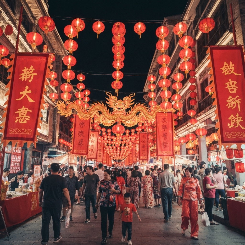 Chinese red lantern festival decorations