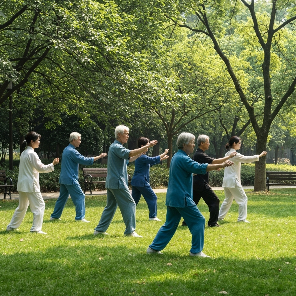 Chinese martial arts tai chi in park