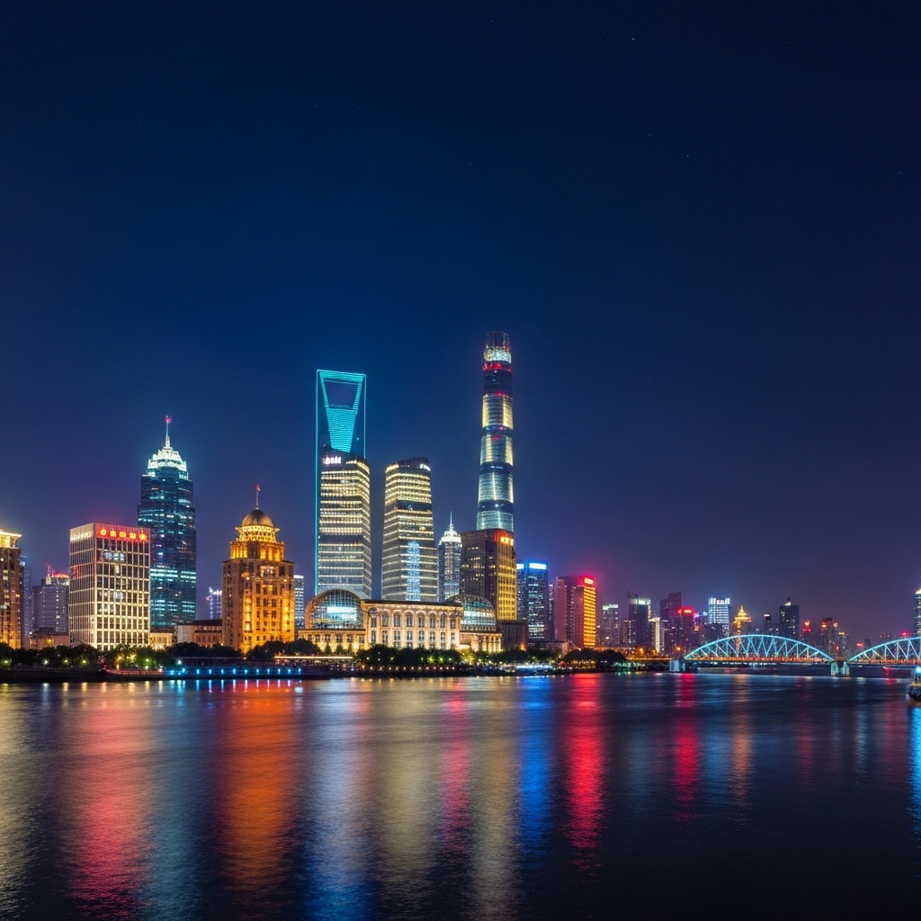 Shanghai Bund skyline at night